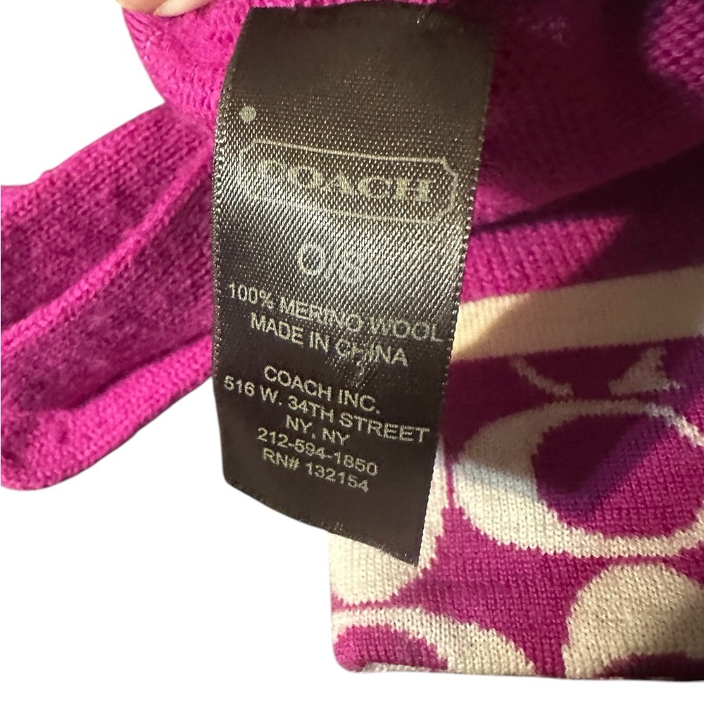 COACH Ladies Logo Touch Wool Gloves Raspberry Pink One Size - Picture 5 of 6